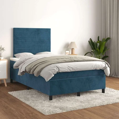 Box spring krevet s madracem tamnoplavi 120 x 200 cm baršunasti