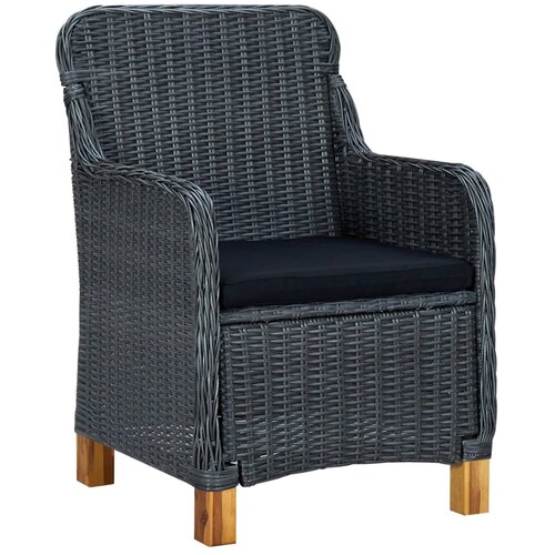 Maison Chic Vrtni stoli - Stol za vrt z blazinami 2 kosa poli ratan temno sive barve JS2142, (21876999) Slike
