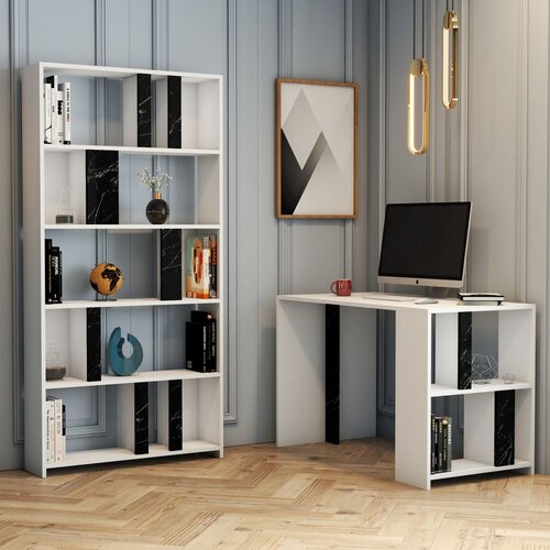 Hanah home Set polica i radni sto Lima, Crno-bijeli Slike
