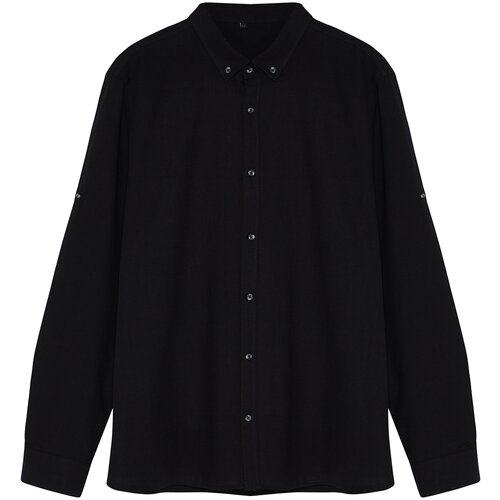 Trendyol Plus Size Black Men's Regular Fit Comfortable Button Collar Shirt Slike