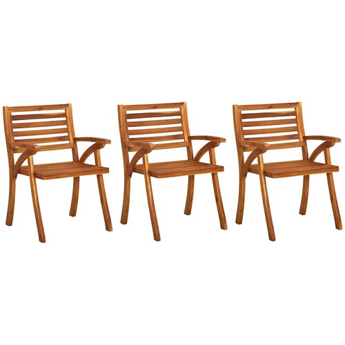 Maison Chic Vrtni jedilni stoli - Stol za vrt z blazinami 3 kosi trden akacijev les JS418, (21877885) Slike