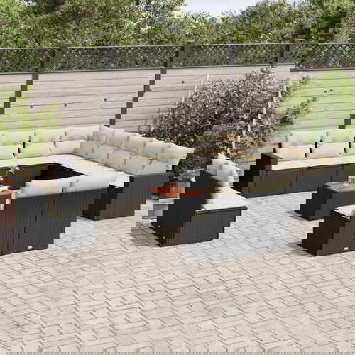  14-dijelni set vrtnih sofa s jastucima poliratan crni Cijene