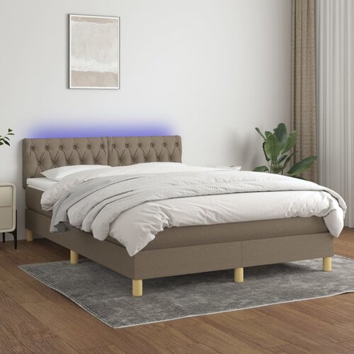VidaXL Box spring postelja z vzmetnico LED taupe 140x190 cm blago Slike