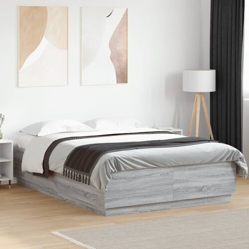  Okvir za krevet s LED svjetlima boja hrasta 150 x 200 cm drveni Cene