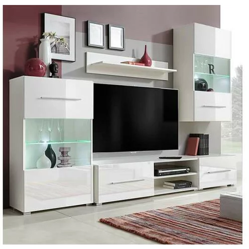  5-Delni komplet pohištva TV enota in LED osvetlitev bele barve