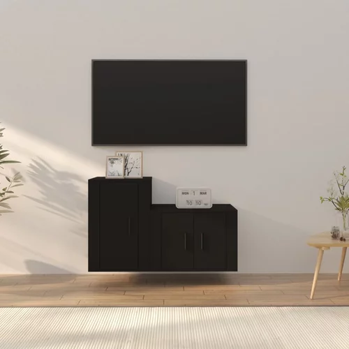 vidaXL Komplet TV omaric 2-delni črn inženirski les