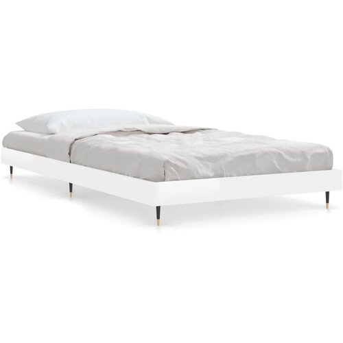 VidaXL Posteljni okvir visok sijaj bel 100x200 cm inženirski les, (20738814) Slike