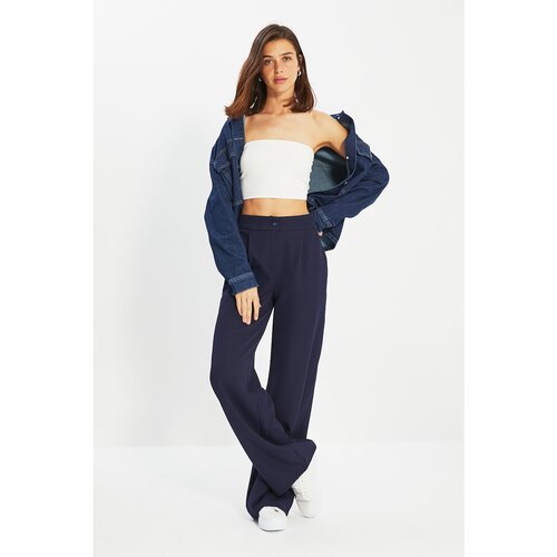 Trendyol Navy Wide Leg Trousers Slike
