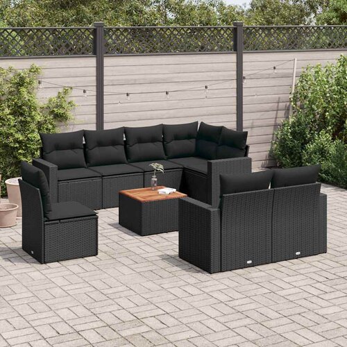  9-dijelni set vrtnih sofa s jastucima crni od poliratana Cijene