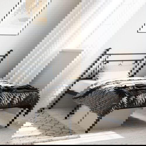  The Living Store Kovinski posteljni okvir z vzglavjem črn 90x190 cm - Posteljni Okvir, (21523714) Cene