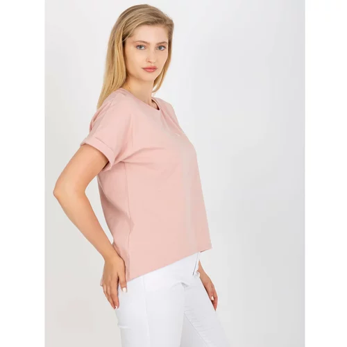 Fashion Hunters Dusty pink plus size cotton t-shirt with a print