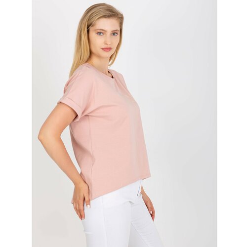Fashion Hunters Dusty pink plus size cotton t-shirt with a print Slike