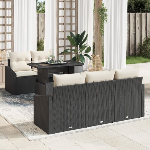 vidaXL 6-delna vrtna sofa garnitura z blazinami črn poli ratan Cene