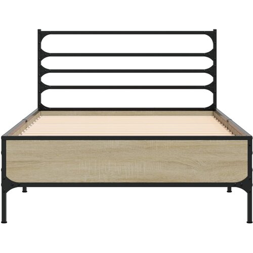  Okvir za krevet boja hrasta 75x190 cm konstruirano drvo i metal Smeđa 75 x 190 cm Slike