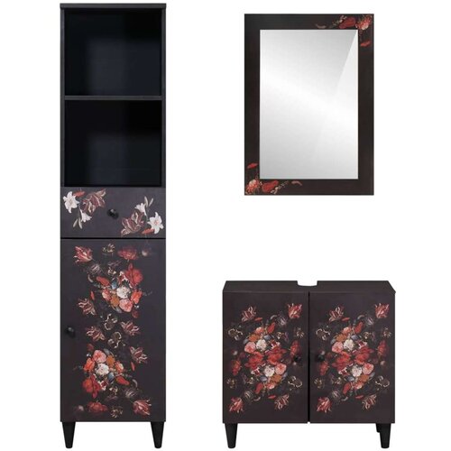 Set ormarića za kupaonicu s ladicama 3 pcs Čvrsto drvo manga Slike