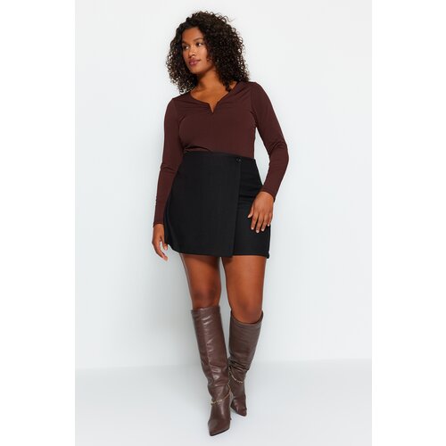 Trendyol Curve Black Finike Woven Shorts Skirt Slike
