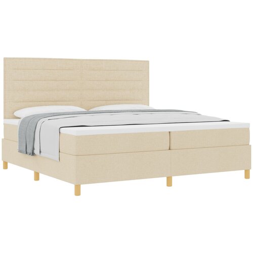 VidaXL Postelja na vzmeti z vzmetnico Krem 200x200 cm Tkanina, (22052416) Slike
