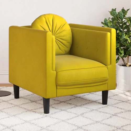  Fotelja s jastukom žuta baršunasta