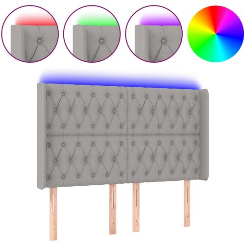 Maison Chic led posteljno vzglavje - vzglavna omarica - nočna omarica svetlo sivo 163x16x118/128 cm blago, (21709159) Slike