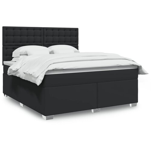 VidaXL Krevet s oprugama i madracem crni 180 x 200 cm od umjetne kože Slike