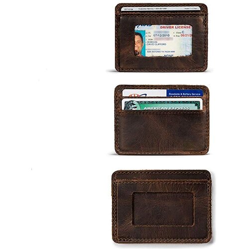 INF Moška denarnica z držalom za kartico RFID iz pravega usnja Brown, (21299603) Cene