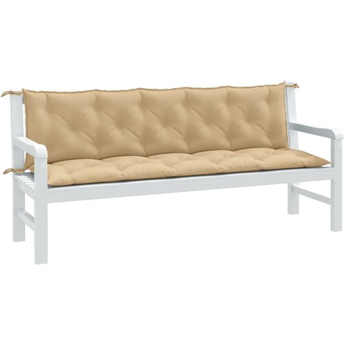 VidaXL Blazina za vrtno klop 2 kosa melanž bež 180x50x7 cm blago Slike