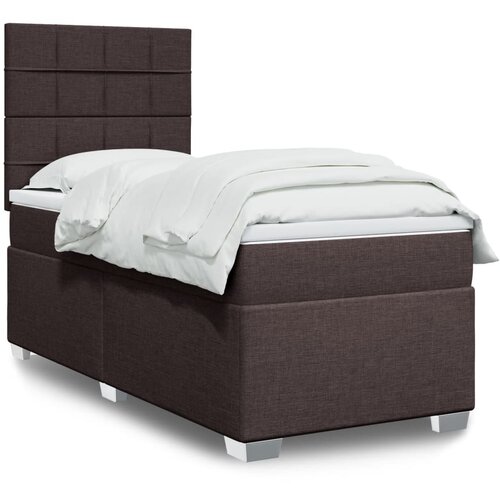 VidaXL Krevet s oprugama i madracem tamnosmeđi 90 x 200 cm od tkanine Slike