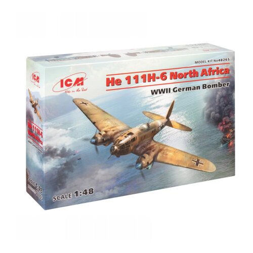 ICM Model Kit Aircraft - He 111H-6 North Africa WWII German Bomber 1:48 ( 060934 ) Slike