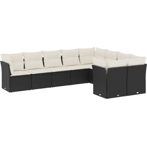 vidaXL 9-dijelni set vrtnih sofa s jastucima crni od poliratana Cijene