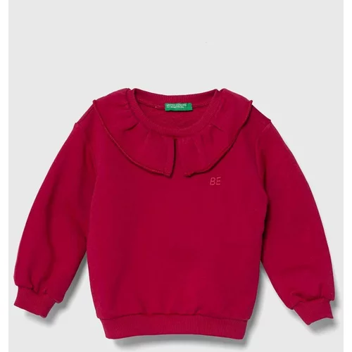 United Colors Of Benetton Dječja pamučna dukserica boja: ružičasta, glatka