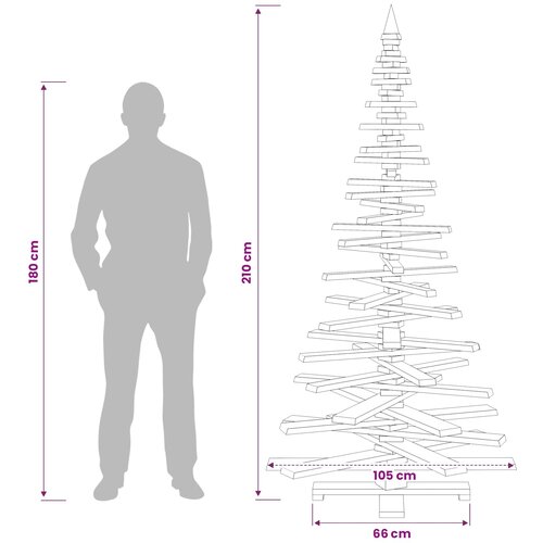  Drveno božićno drvce KOTKA 210 cm Masivna borovina Slike