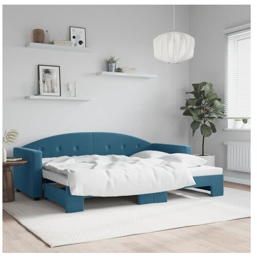 VidaXL Izvlečna dnevna postelja modra 80x200 cm žamet Slike