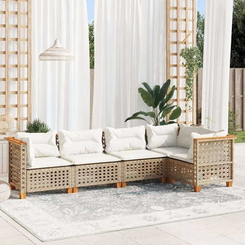 vidaXL 5-dijelni vrtni set sofa s jastucima bež od poliratana Cijene