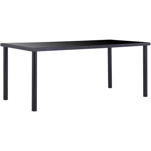  Blagovaonski stol crni 180 x 90 x 75 cm od kaljenog stakla