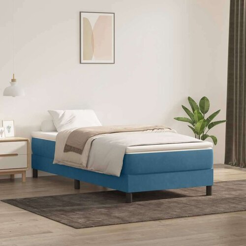Box spring postelja z vzmetnico temno modra 90x220 cm žamet, (21790798) Slike