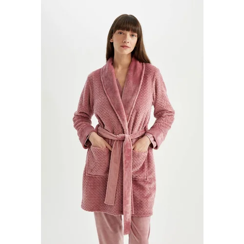 Defacto Fall in Love Welsoft Plush Belted Long Dressing Gown