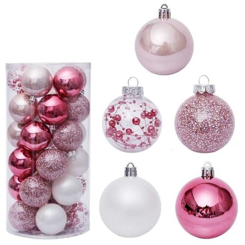  Novogodišnje kugle roze set 1/30kom Cene