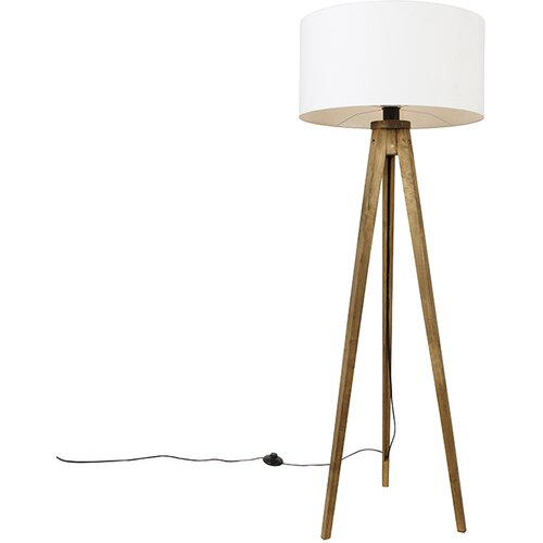QAZQA Podeželski trinožni starinski les z belo senco 50 cm - Tripod Classic Cene