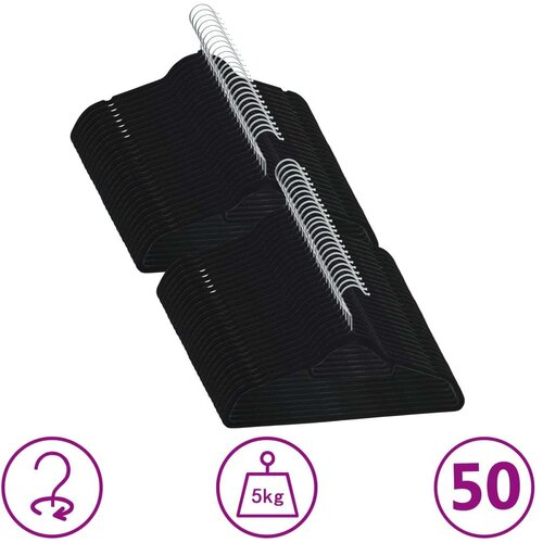 vidaXL 50-dijelni set vješalica za odjeću protuklizni crni baršunasti Cene