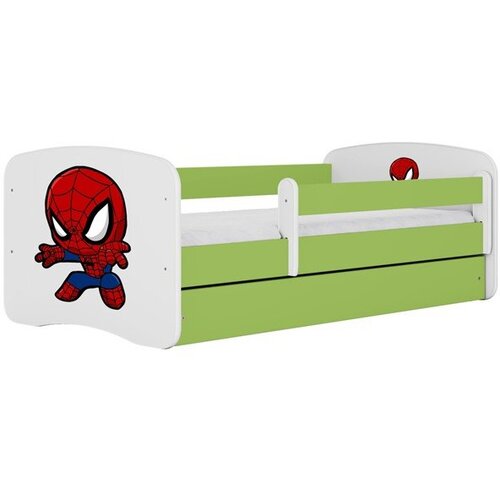 HAPPYKIDS Dječji krevet Dreamy Spiderman 140x70 sa madracem s ladicom Zelena Cene