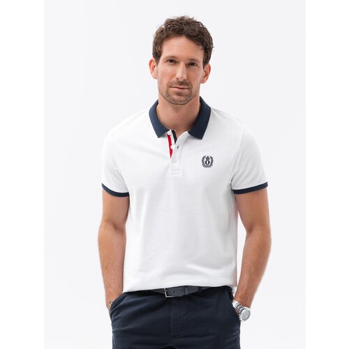 Ombre Men&amp;#039;s polo shirt with colorful accents - white Slike