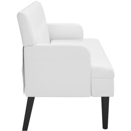  Klupa s naslonom bijela 112 x 65,5 x 75 cm od umjetne kože Slike