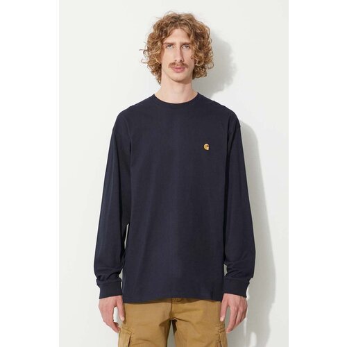 Carhartt WIP Chase Majica z dolgimi rokavi dark navy / gold Cene