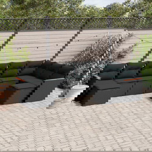 vidaXL 9-dijelni set vrtnih sofa s jastucima crni od poliratana Cijene