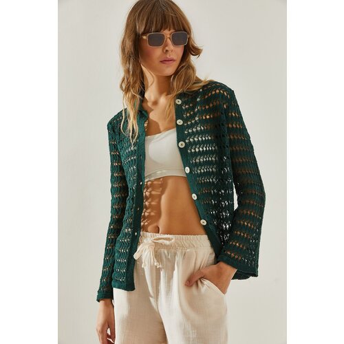 Bianco Lucci Women's Openwork Cardigan Slike