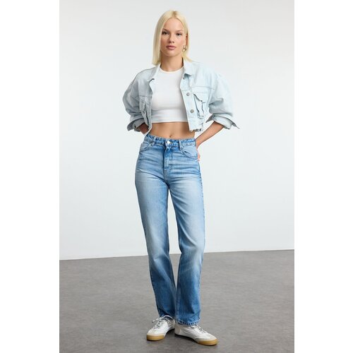 Trendyol blue More Sustainable High Waist Straight Jeans Slike