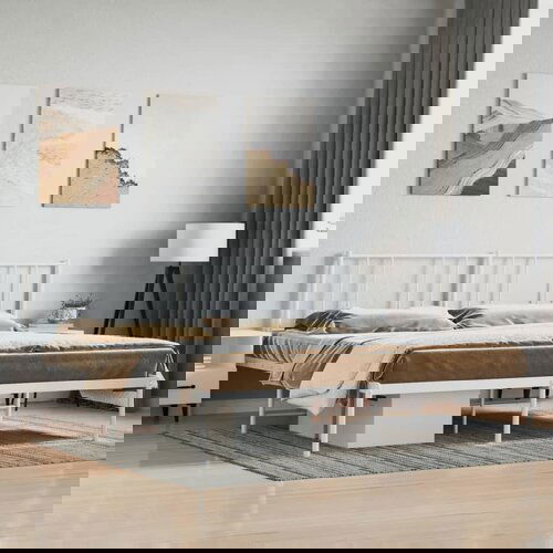 VidaXL Metalni okvir za krevet s uzglavljem bijeli 193x203 cm Slike
