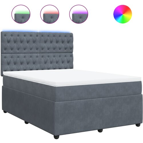 vidaXL Box spring postelja z vzmetnico temno siva 140x200 cm žamet, (21308974) Cene