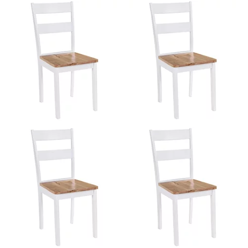 Beli blagovaonske stolice od masivnog drva kaučukovca 4 kom bijele