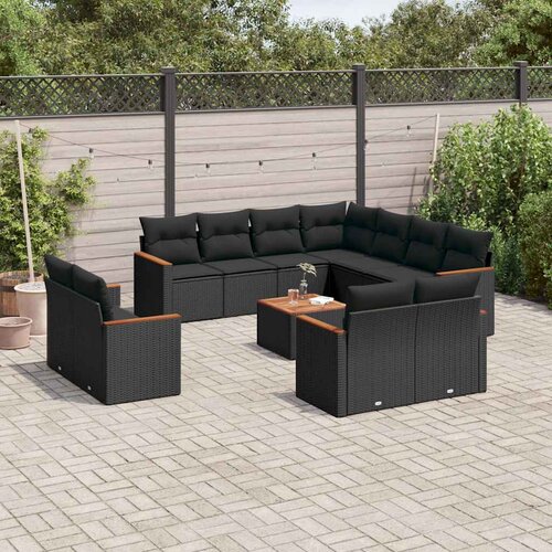  12-dijelni set vrtnih sofa od poliratana s jastucima crni Cijene